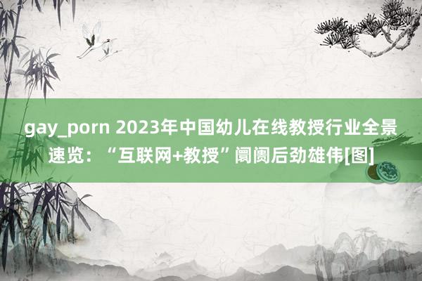 gay_porn 2023年中国幼儿在线教授行业全景速览：“互联网+教授”阛阓后劲雄伟[图]