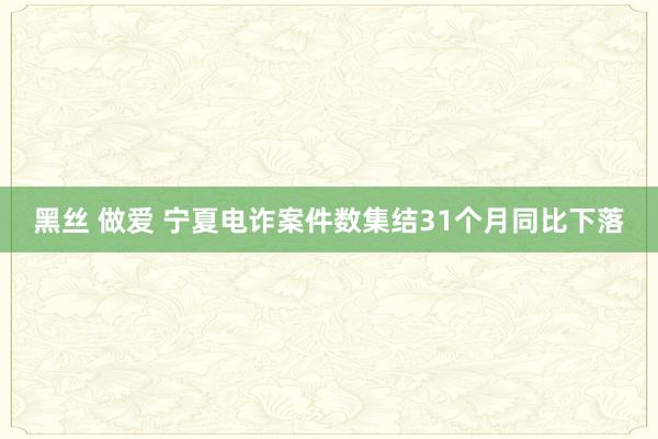 黑丝 做爱 宁夏电诈案件数集结31个月同比下落