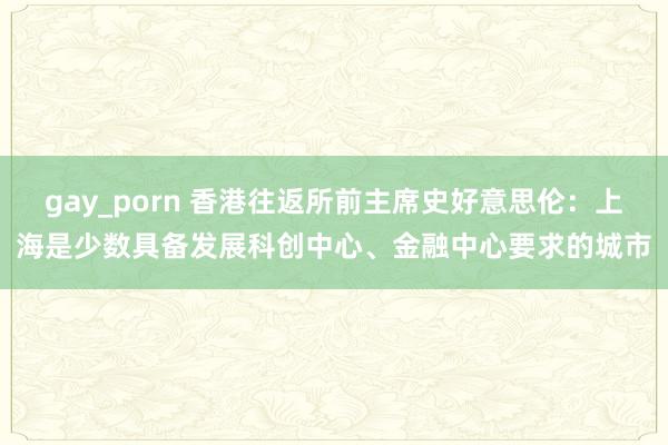 gay_porn 香港往返所前主席史好意思伦：上海是少数具备发展科创中心、金融中心要求的城市