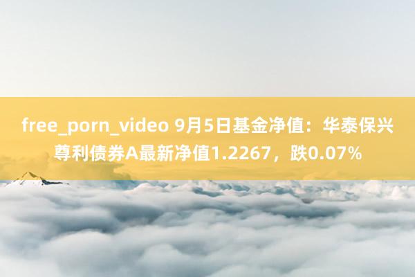free_porn_video 9月5日基金净值：华泰保兴尊利债券A最新净值1.2267，跌0.07%