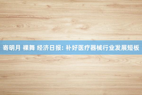 寄明月 裸舞 经济日报: 补好医疗器械行业发展短板