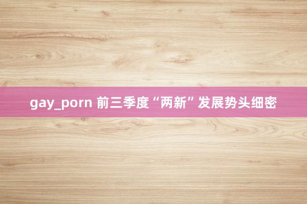 gay_porn 前三季度“两新”发展势头细密