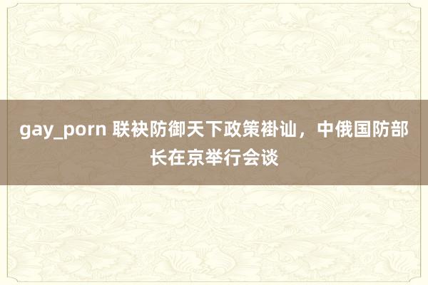 gay_porn 联袂防御天下政策褂讪，中俄国防部长在京举行会谈