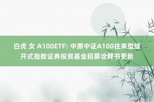 白虎 女 A100ETF: 中原中证A100往来型绽开式指数证券投资基金招募诠释书更新