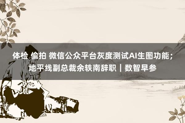体检 偷拍 微信公众平台灰度测试AI生图功能；地平线副总裁余轶南辞职｜数智早参