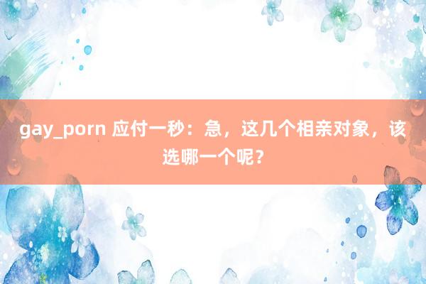 gay_porn 应付一秒：急，这几个相亲对象，该选哪一个呢？