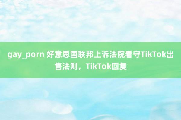 gay_porn 好意思国联邦上诉法院看守TikTok出售法则，TikTok回复