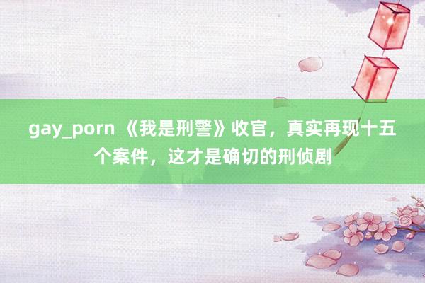 gay_porn 《我是刑警》收官，真实再现十五个案件，这才是确切的刑侦剧