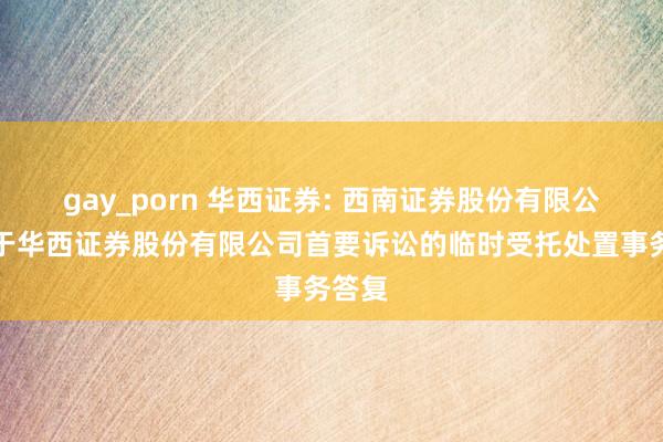 gay_porn 华西证券: 西南证券股份有限公司对于华西证券股份有限公司首要诉讼的临时受托处置事务答复