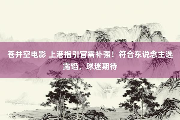 苍井空电影 上港指引官需补强！符合东说念主选露馅，球迷期待