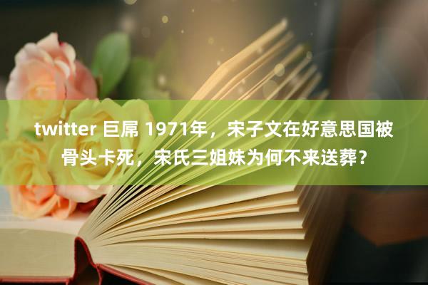 twitter 巨屌 1971年，宋子文在好意思国被骨头卡死，宋氏三姐妹为何不来送葬？