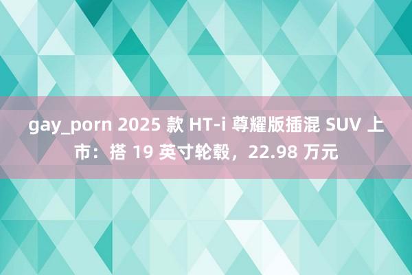 gay_porn 2025 款 HT-i 尊耀版插混 SUV 上市：搭 19 英寸轮毂，22.98 万元