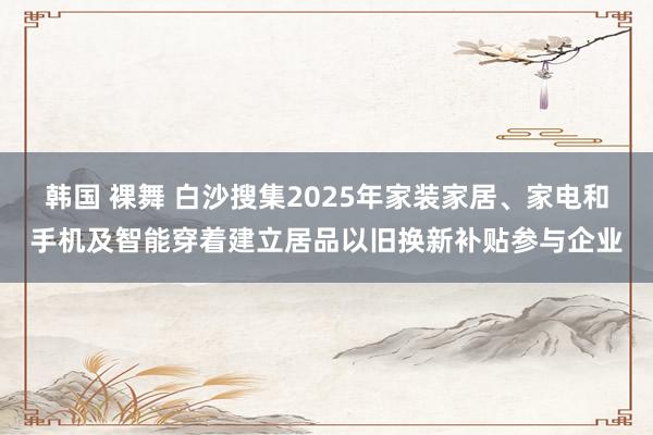 韩国 裸舞 白沙搜集2025年家装家居、家电和手机及智能穿着建立居品以旧换新补贴参与企业