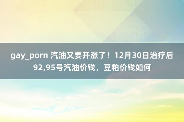 gay_porn 汽油又要开涨了！12月30日治疗后92，95号汽油价钱，豆粕价钱如何