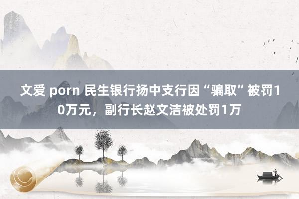 文爱 porn 民生银行扬中支行因“骗取”被罚10万元，副行长赵文洁被处罚1万