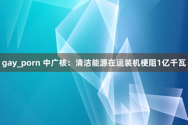 gay_porn 中广核：清洁能源在运装机梗阻1亿千瓦