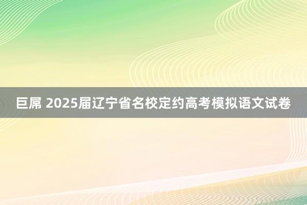 巨屌 2025届辽宁省名校定约高考模拟语文试卷