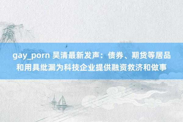 gay_porn 吴清最新发声：债券、期货等居品和用具纰漏为科技企业提供融资救济和做事