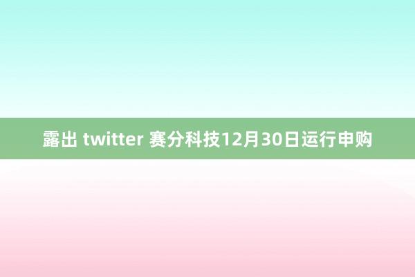 露出 twitter 赛分科技12月30日运行申购
