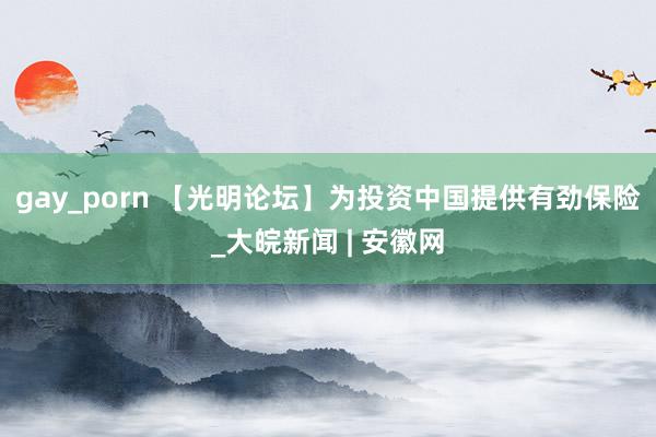gay_porn 【光明论坛】为投资中国提供有劲保险_大皖新闻 | 安徽网
