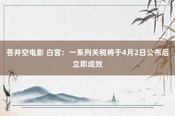 苍井空电影 白宫：一系列关税将于4月2日公布后立即成效