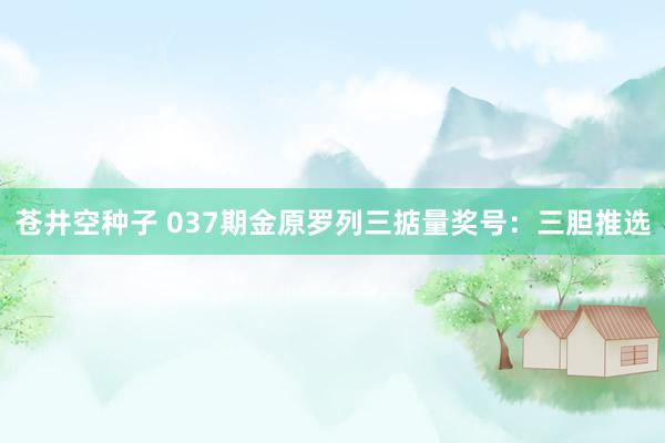 苍井空种子 037期金原罗列三掂量奖号：三胆推选