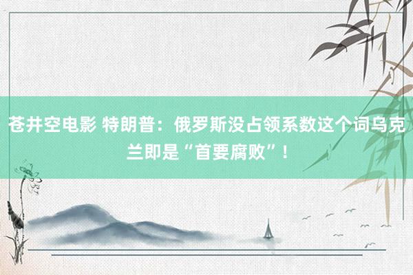 苍井空电影 特朗普：俄罗斯没占领系数这个词乌克兰即是“首要腐败”！