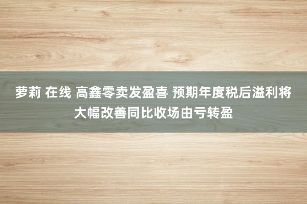 萝莉 在线 高鑫零卖发盈喜 预期年度税后溢利将大幅改善同比收场由亏转盈